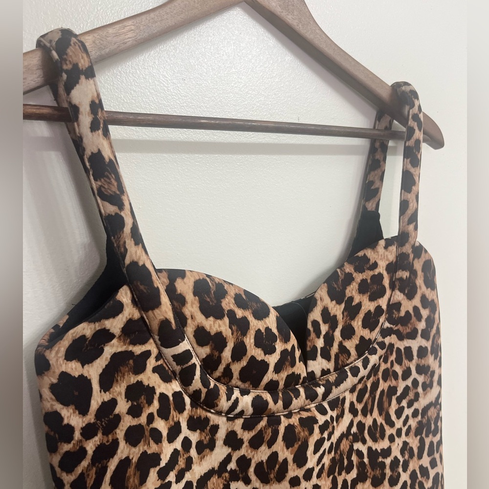 Leopard Print Mini Dress with Sweetheart Neckline - Picture 6 of 7